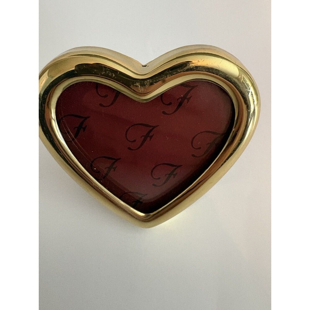 Vintage Flavia Brass Heart Shaped Miniature Picture Frame 2.5" 80s 90s Coquette